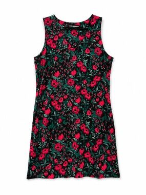 Karl Lagerfeld Black Floral A-Line Dress - Pink/Green